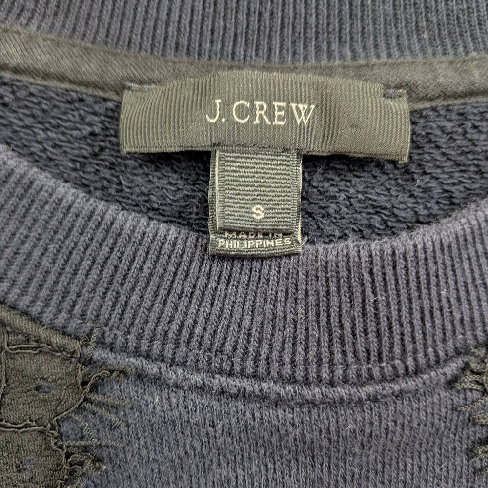 JCrew Navy Crewneck Sweatshirt with Black Lace